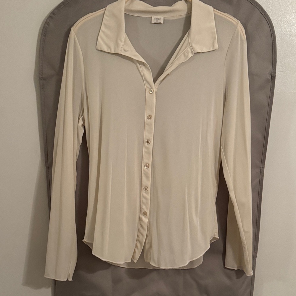 Aritzia Ivory Button-Down Blouse